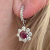 2ctw Natural Ruby & 1.5ctw Diamond Earrings In 14kt White Gold