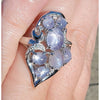 Estate natural light blue 8.8ctw Star sapphire & .15ctw diamond ring in 15.8g platinum size 7