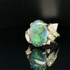 Estate 4.35 Ct Australian Black Opal & Diamond Ring In Platinum