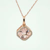 1 Ct Morganite & 0.10 Ctw Natural Diamond Necklace in 14Kt Rose Gold