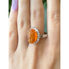 5.05 Ct Mexican Fire Opal & Natural Diamond Accented Platinum Ring