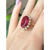 9.4 Ct Rubellite Tourmaline & Natural Diamond Ring in 18Kt Yellow Gold