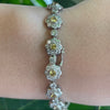 3.5 Ctw Natural Diamond Flower Bracelet & 1.5 ct Yellow Sapphire Accents in 18Kt White Gold