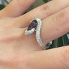 1.94 Ct Color- Changing Garnet Platinum Ring with Natural Diamond Accents