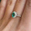 1/2 Ct Emerald & 1/2 Ctw Natural Diamond Ring in 18Kt White Gold