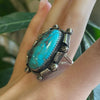 Sterling Silver & Natural 26mm x 15mm Turquoise Ring