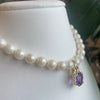14Kt Yellow Gold & 3.5 Ct Amethyst Pearl Enhancer On Pearl Necklace