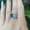 2.11 Ct Sapphire & Natural Diamond Platinum Ring