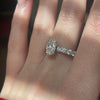 1.5 Ct LAB Oval Diamond & Diamond Side Stone Accented Ring In 14Kt White Gold
