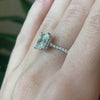 1.91 Ct Radiant Cut Natural Diamond Ring In 18Kt White Gold & 1/3 Ctw Hidden Halo Accents
