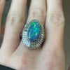 2.87 Ct Black Opal & Natural Diamond Platinum Ring