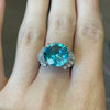 8 Ct Zircon & Natural Diamond Ring In Platinum