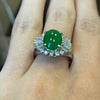 Vintage 5 Ctw Jade & Natural Diamond Ring In Platinum