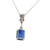 1 CT Natural Sapphire Pendant With Diamond Accents In 14k White Gold With Chain