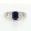 1ct natural sapphire &  .40ctw natural diamond ring in 14kt white gold