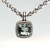 David Yurman moonlight series sterling silver prasiolite pendent & 16in sterling silver & 14kt accent chain