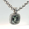 David Yurman moonlight series sterling silver prasiolite pendent & 16in sterling silver & 14kt accent chain