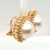 Stunning 16mm Mabe Pearl &  1/2ctw natural diamond earrings in 14kt yellow gold