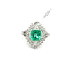 Estate Natural 1.05 CTW Emerald & Diamond Ring In Platinum