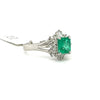 Estate Natural Emerald and Diamond Ring in Platinum