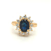Estate 1.75ct sapphire & 3/4ctw diamond in 14kt yellow gold ring size 6.5
