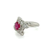 Estate Natural .68ct Burma ruby & .38ctw diamonds ring in Platinum size 6