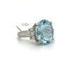 Estate 6.50ct Aquamarine & .21ctw diamonds ring in 8.50g Platinum size 5