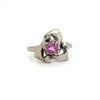 Estate Natural .50ct bubblegum Pink sapphire .07ctw diamond accent ring in 14k white gold size 5