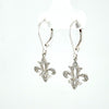 14Kt White Gold & Natural Diamond Fleur De Lis Dangle Earrings
