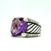 David Yurman Sterling Silver & Checkerboard Amethyst Ring