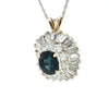 2.5 Ct Sapphire & 2.5 Ctw Natural Diamond Pendant & Chain in 18Kt White Gold