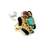 Tourmaline Emerald Ruby Sapphire & Diamond Ring in 18Kt Gold with Onyx Accent