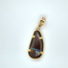 Natural Boulder Opal & Natural Diamond Pendant in 18Kt Yellow Gold
