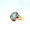 Vintage 14Kt Yellow Gold Cherub Light Blue Cameo Ring