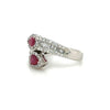 Breathtaking Estate 1.5 Ctw Natural Ruby & 1 ctw Diamond 18kt White Gold Ring