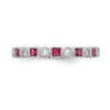 14k White Gold 1/10 carat Diamond Gemtsone Band In your choice of Ruby, Sapphire, & Pink Sapphire